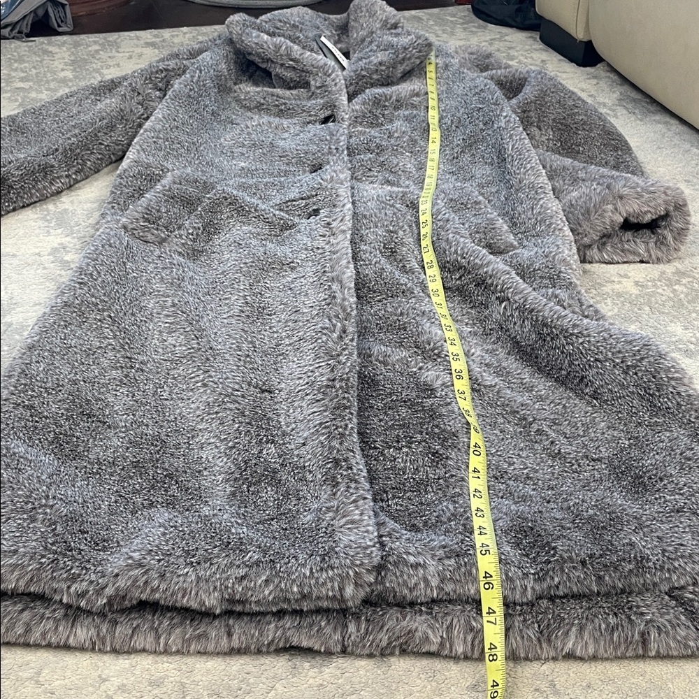 NWT Zadig & Voltaire Monacoco Faux Fur Coat Longline Trench Gray Sz L - Picture 12 of 16